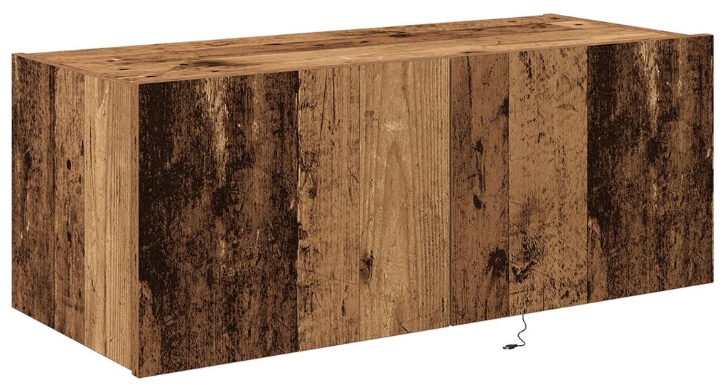 Armário de TV vidaXL com luzes LED Madeira velha 80x35x31 cm