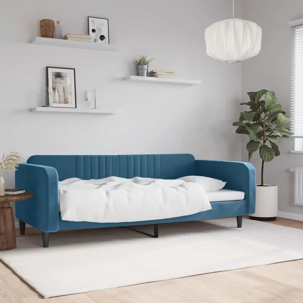 Sofá-cama 90x200 cm veludo azul