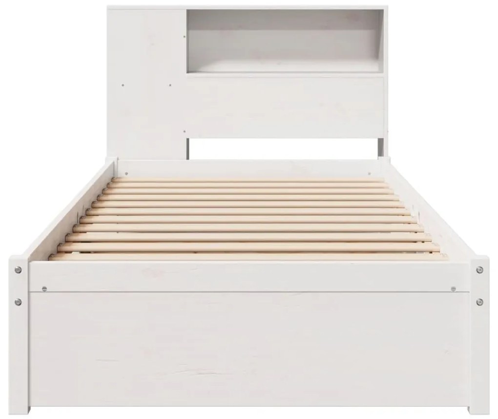 Cama com estante sem colchão 90x190 cm pinho maciço branco