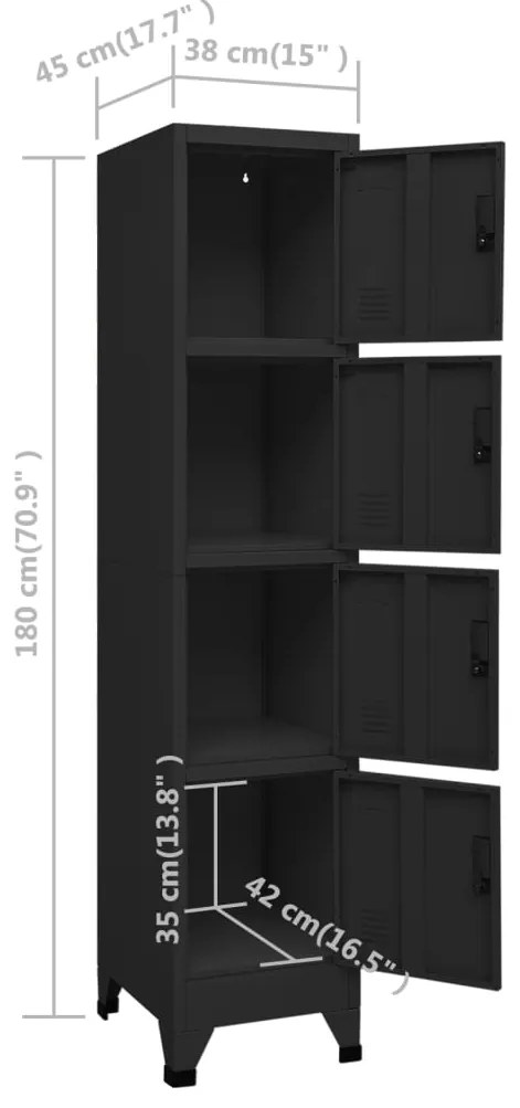Cacifo 38x45x180 cm aço preto