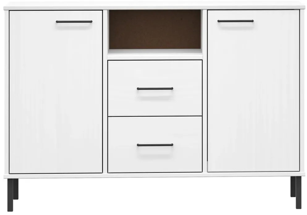 Aparador c/ pernas metal 113x40x77cm madeira maciça OSLO branco