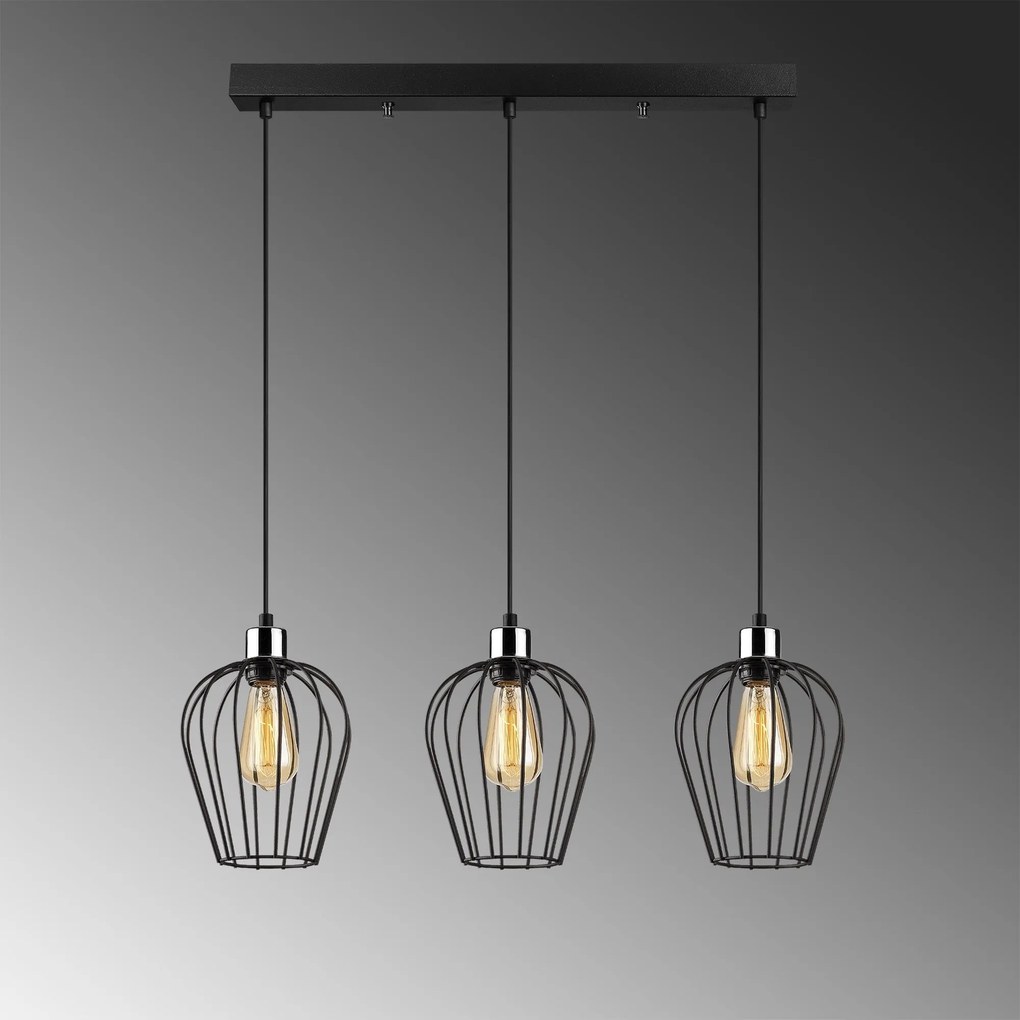 Candeeiro Chandelier Tel – Preto – 70 x 20 cm
