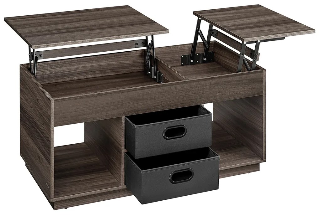 Mesa de centro com 2 gavetas e compartimentos 50 x 100 x 48 cm/62,3 cm Cinza