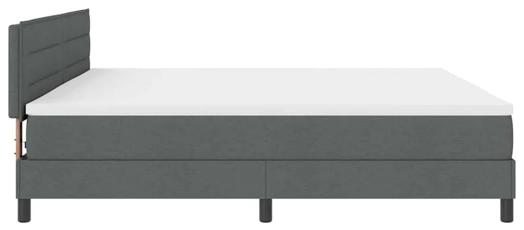 Cama Box Spring com Colchão e LED Cinza Escuro 200x200 cm Tecido