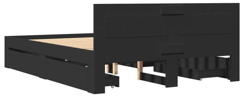 Estrutura cama c/ cabeceira sem colchão 140x200 cm preto