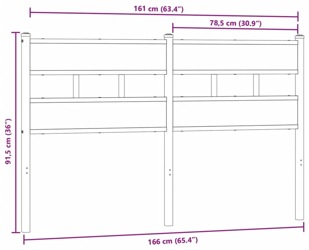 Cabeceira de cama 160cm derivados madeira/ferro carvalho fumado