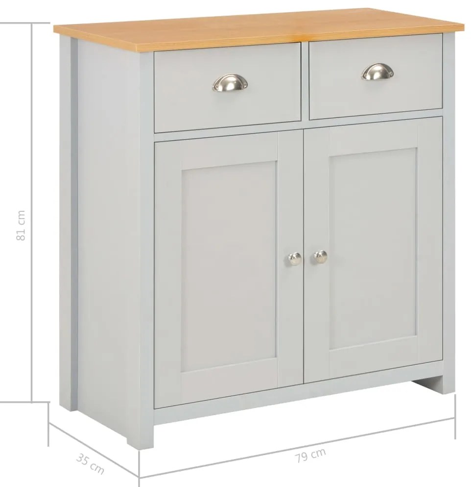 Aparador 79x35x81 cm cinzento