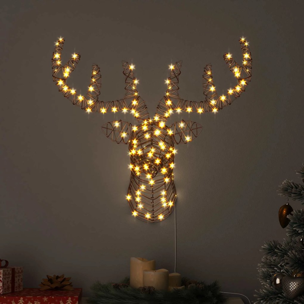 vidaXL Trenó Puxado por Rena Branco quente 68 x 36,5 x 62,5 cm Vime