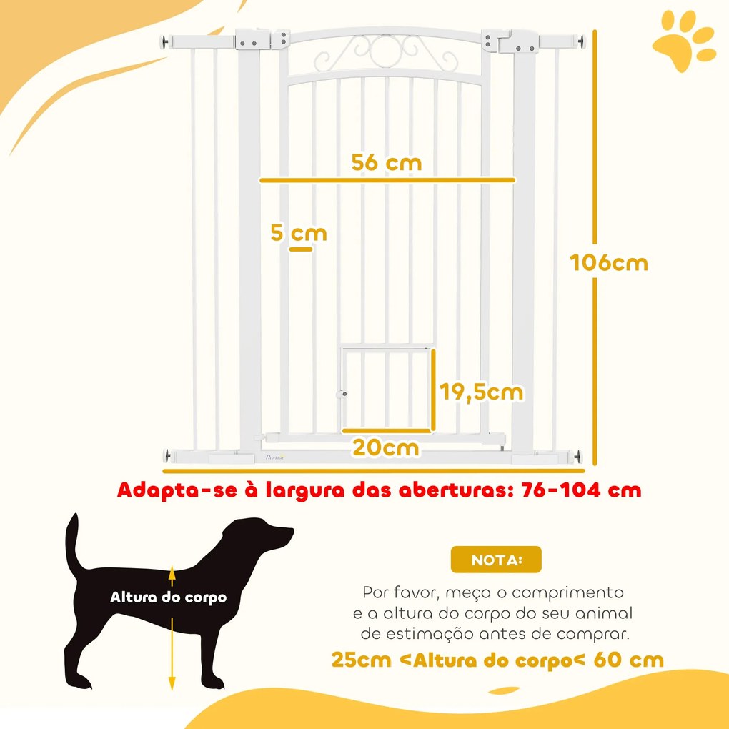 PawHut Barreira de Segurança para Cães Extensível 76-102 cm Barreira p