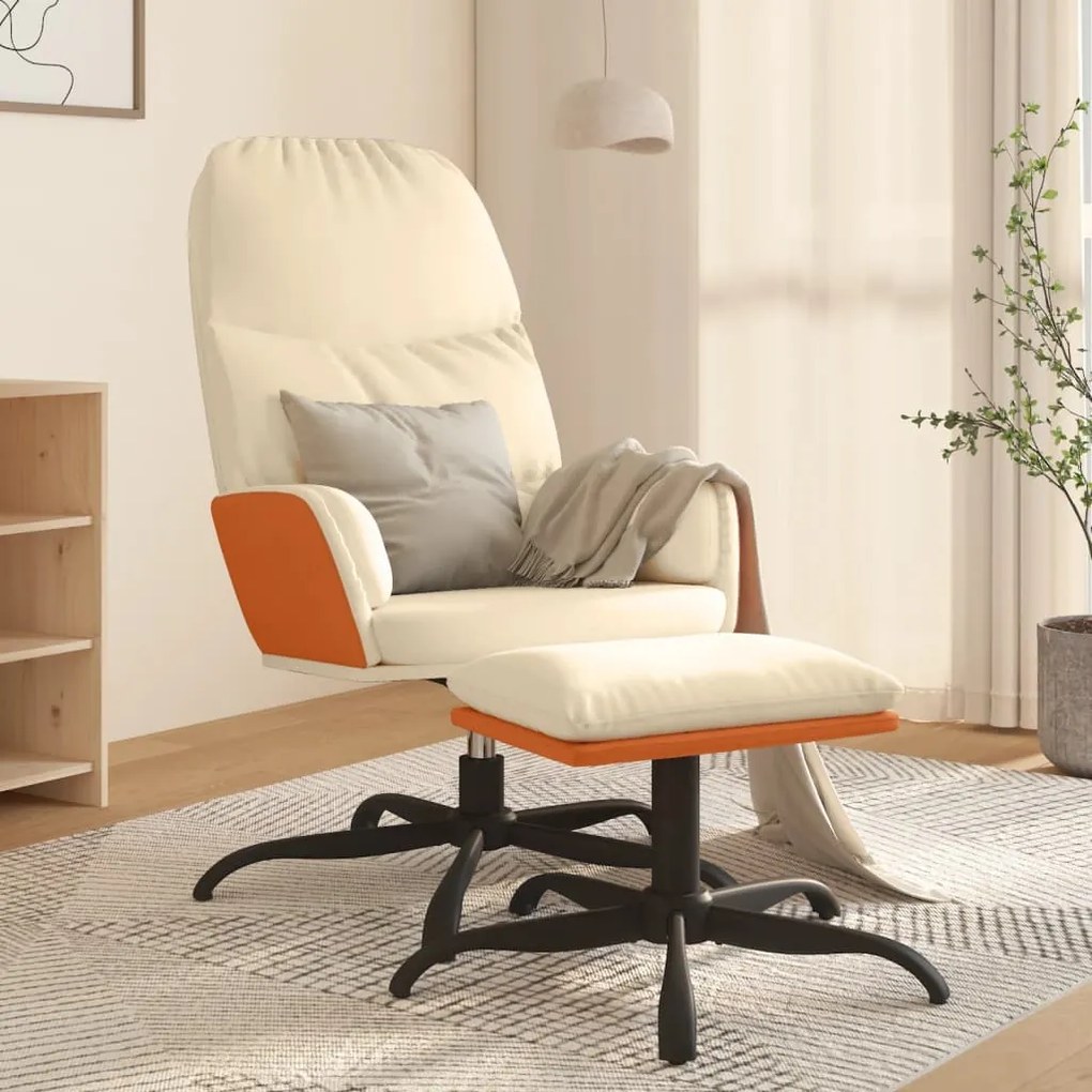 3097389 vidaXL Cadeira de descanso com banco tecido cor creme