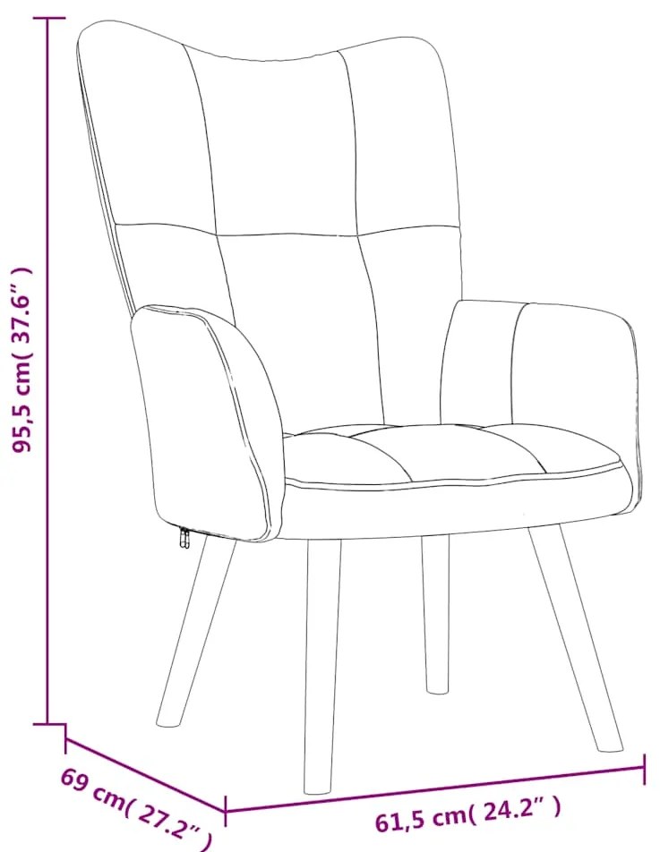 Cadeira de descanso com banco veludo branco nata