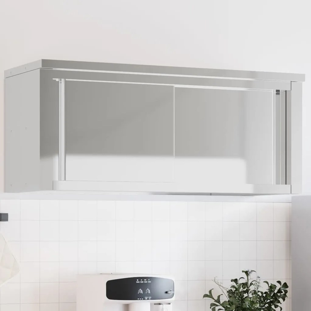 vidaXL Armário de parede p/ cozinha c/ portas de correr aço inoxidável