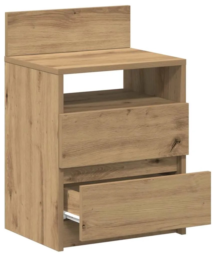 Mesa de cabeceira com 2 gavetas 40x33x60 cm carvalho artisiano