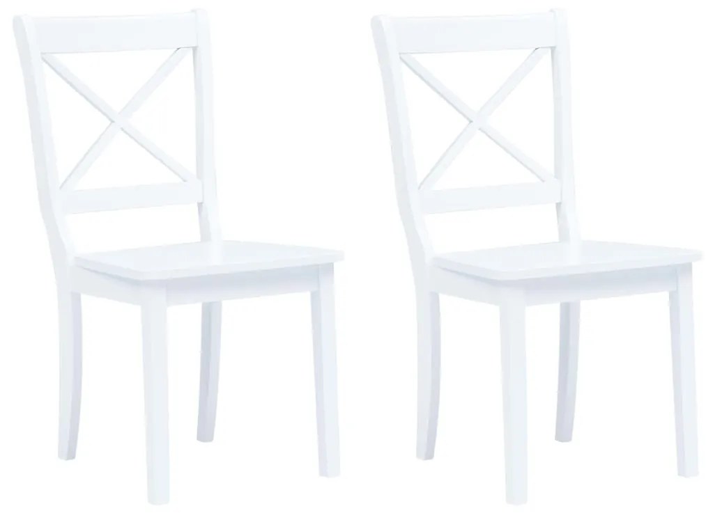 vidaXL Cadeiras de jantar 2 pcs madeira de seringueira maciça branco