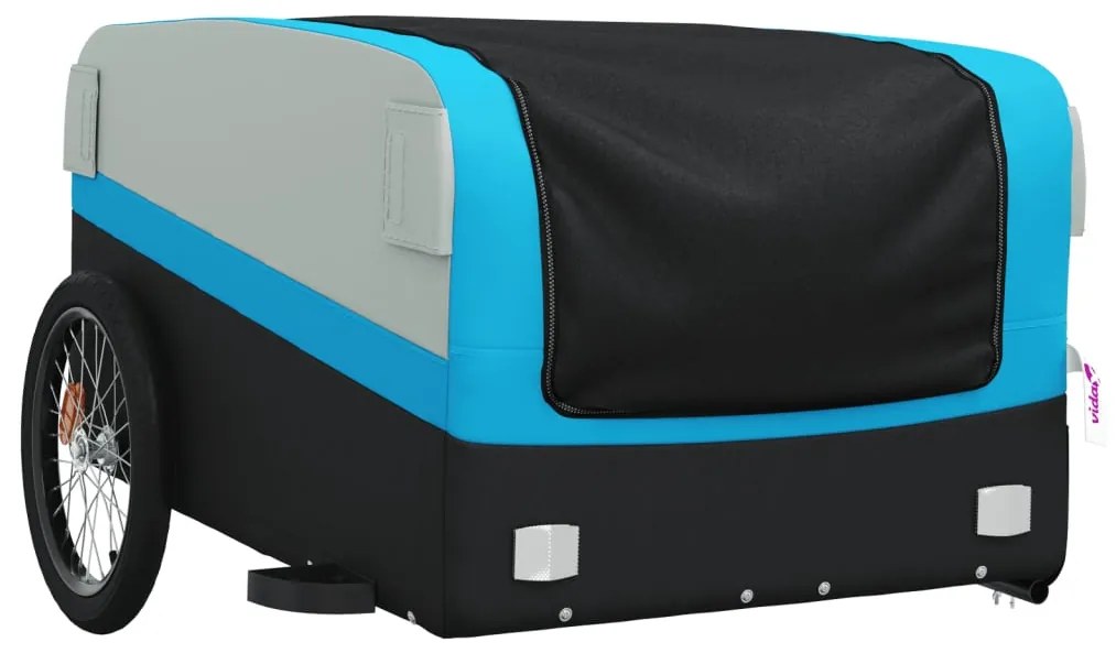 Reboque para bicicleta 45 kg ferro preto e azul