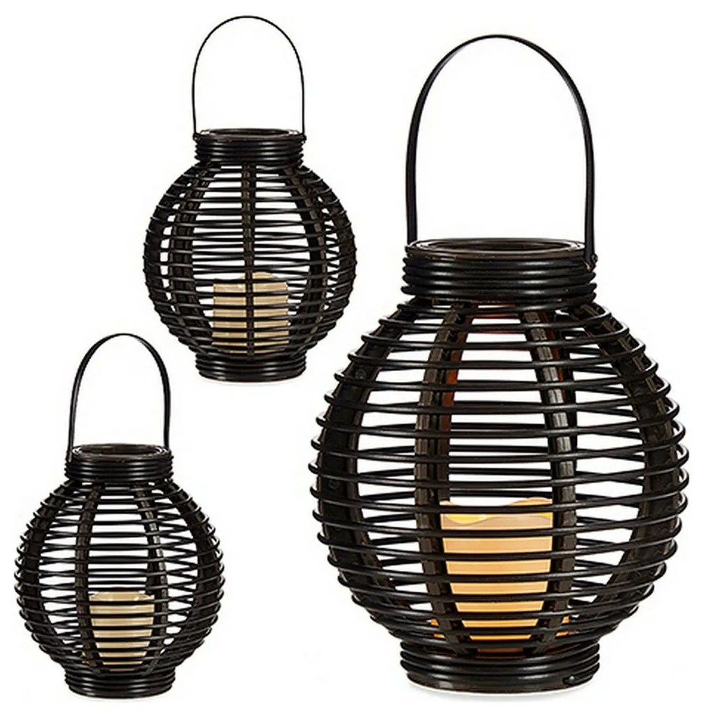 Lanterna Vela LED Castanho Plástico (21 x 25 x 21 cm)