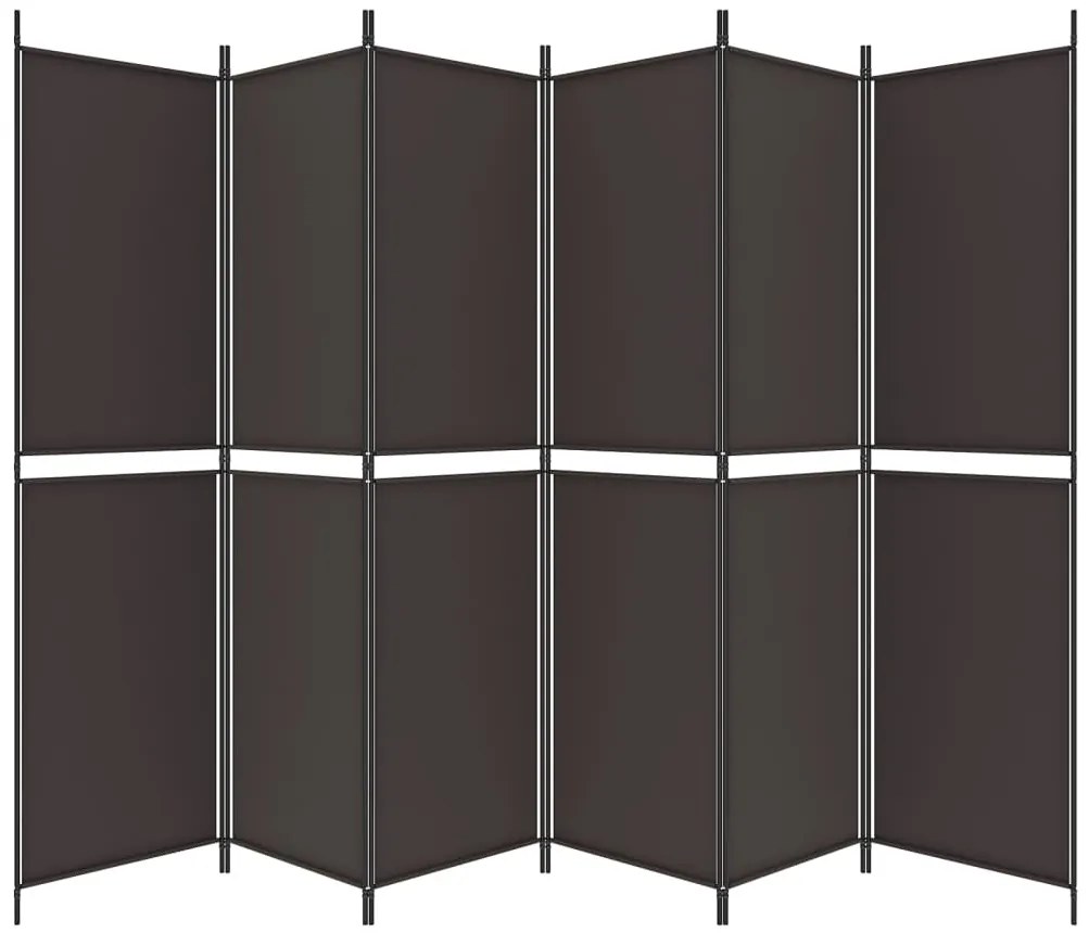 Divisória/biombo com 6 painéis 300x200 cm tecido castanho