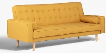 Sofá-cama De 3 Lugares Em Linho Brion Linho Amarelo Caril - Sklum
