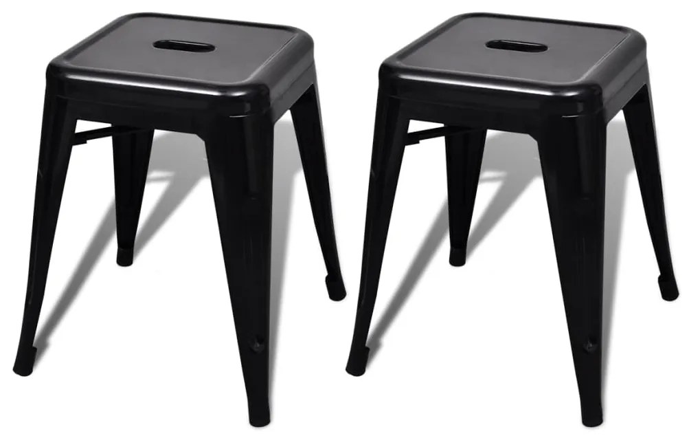 vidaXL Bancos empilháveis 2 pcs metal preto