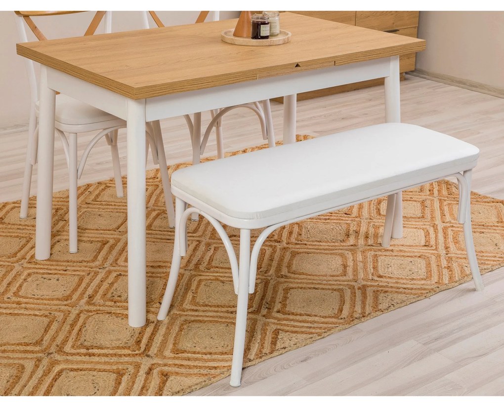 Conjunto de Mesa de Jantar Extensível e Cadeiras Oliver – Branco – Mes