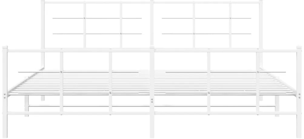 Estrutura de cama com cabeceira e pés 200x200 cm metal branco