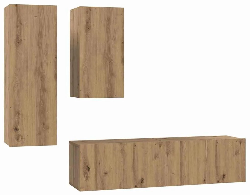 Conjunto de móvel de TV com prateleira 4 pcs carvalho artisiano