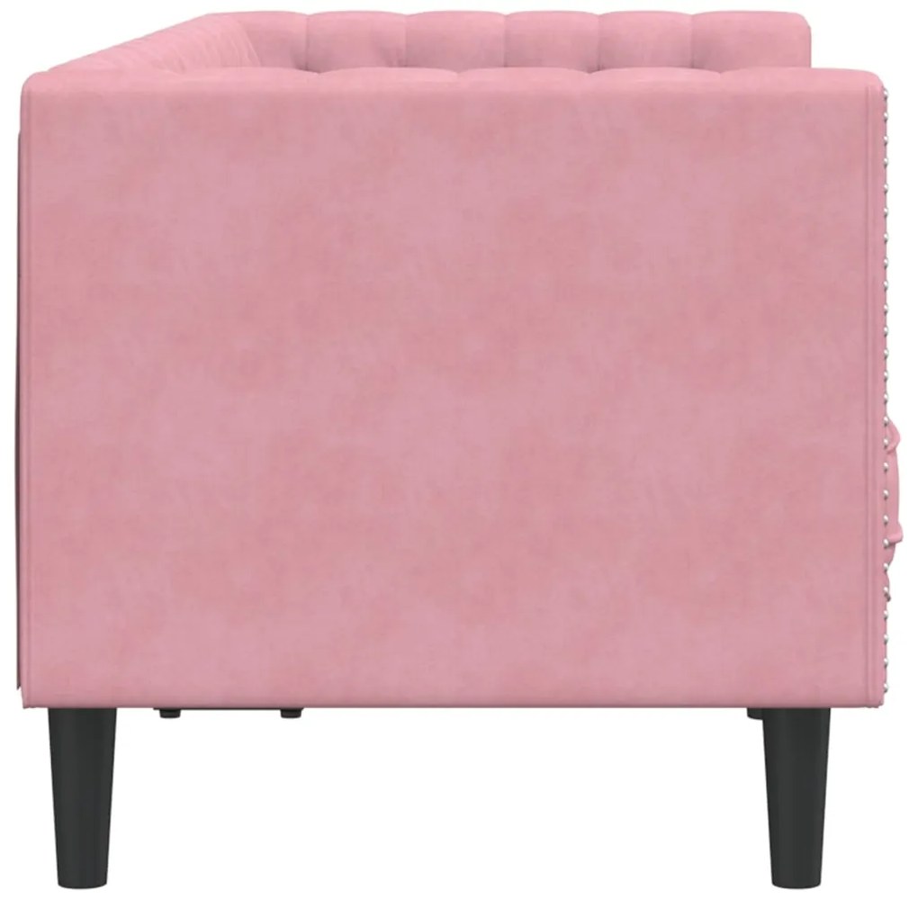 Sofá chesterfield com rolos 2 lugares veludo rosa