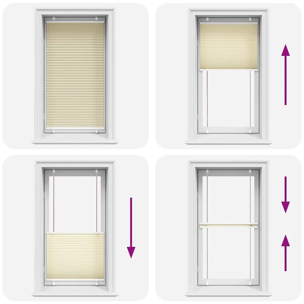 Creme Plissada Cega 80x150 cm Largura Tecido 79,4 cm Poliéster