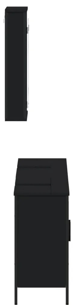 3 pcs conjunto móveis casa de banho derivados de madeira preto