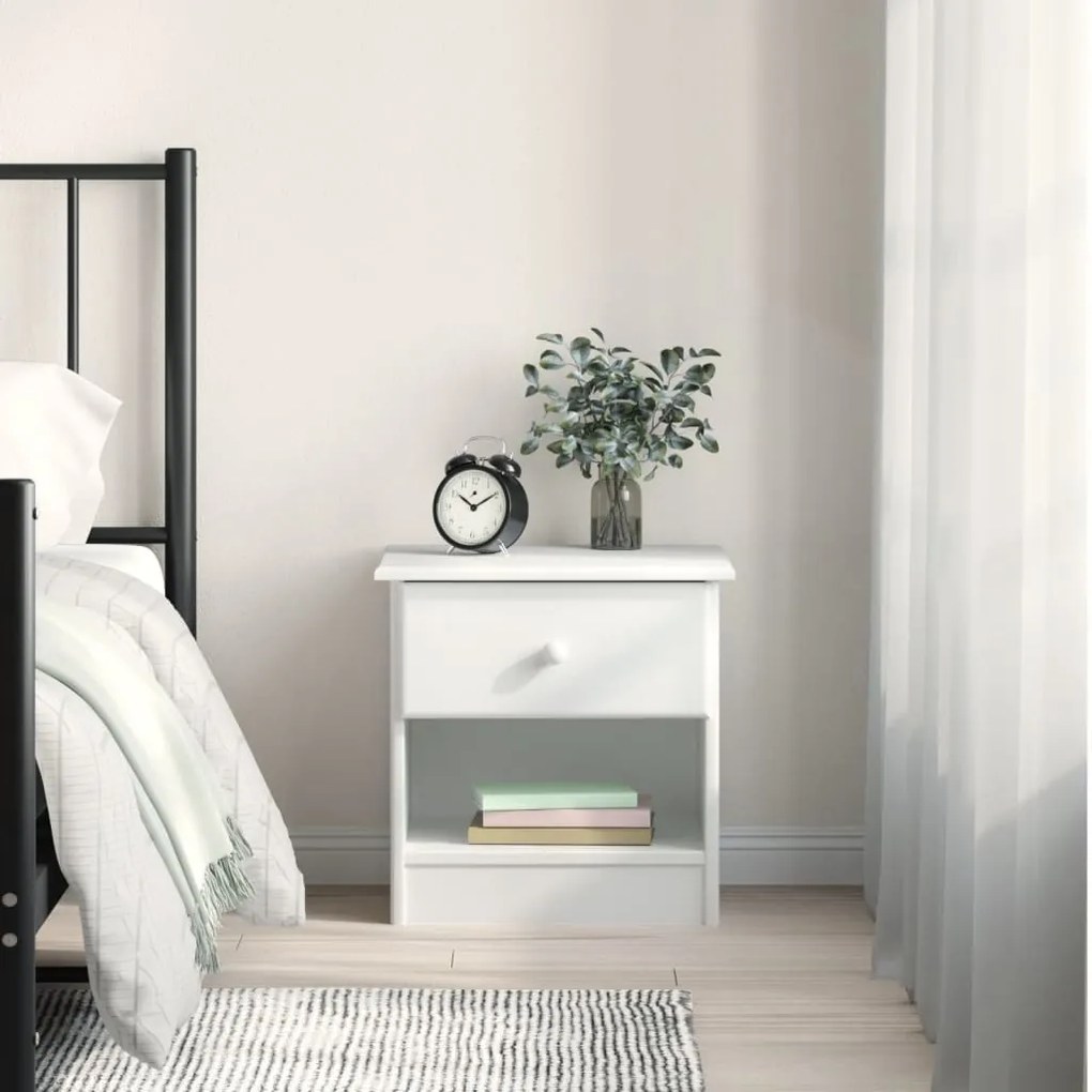 vidaXL Mesa de cabeceira ALTA 41x35x41 cm pinho maciço branco