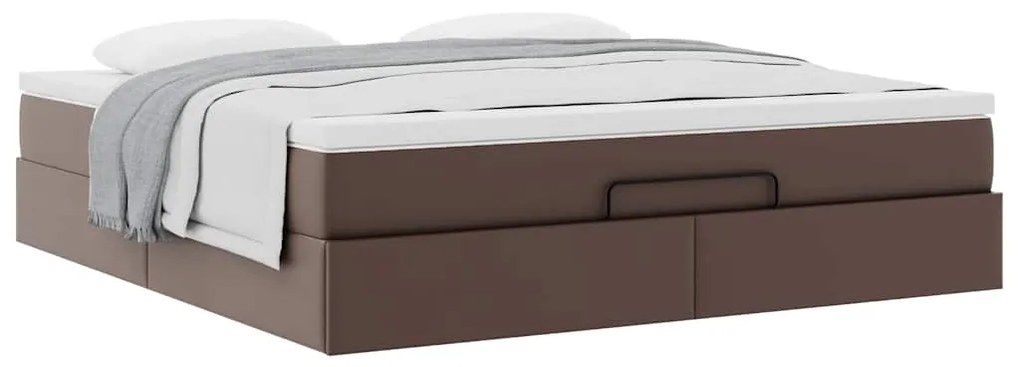 Estrutura de cama otomana com colchão 180x200 cm castanha