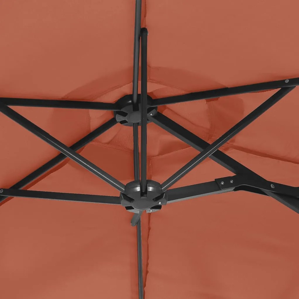 Guarda-sol de jardim com cabeça dupla 316x145 cm terracotta