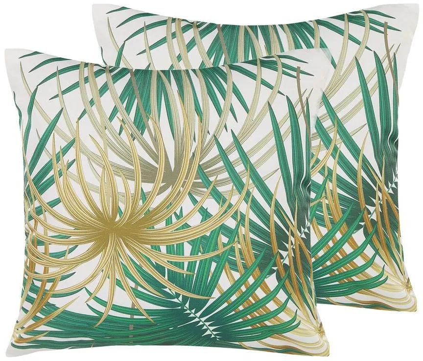 Conjunto de 2 almofadas com motivos em folha de palmeira 45 x 45 cm multicolor GAIANA Beliani