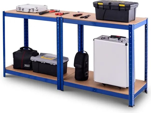 Estante de ferro e MDF para garagem 4 prateleiras Estante resistente 80x40x160cm azul