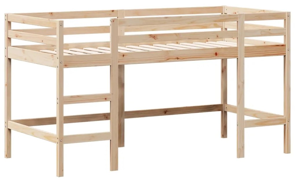 Cama alta c/ escada e telhado 90x200 cm pinho maciço