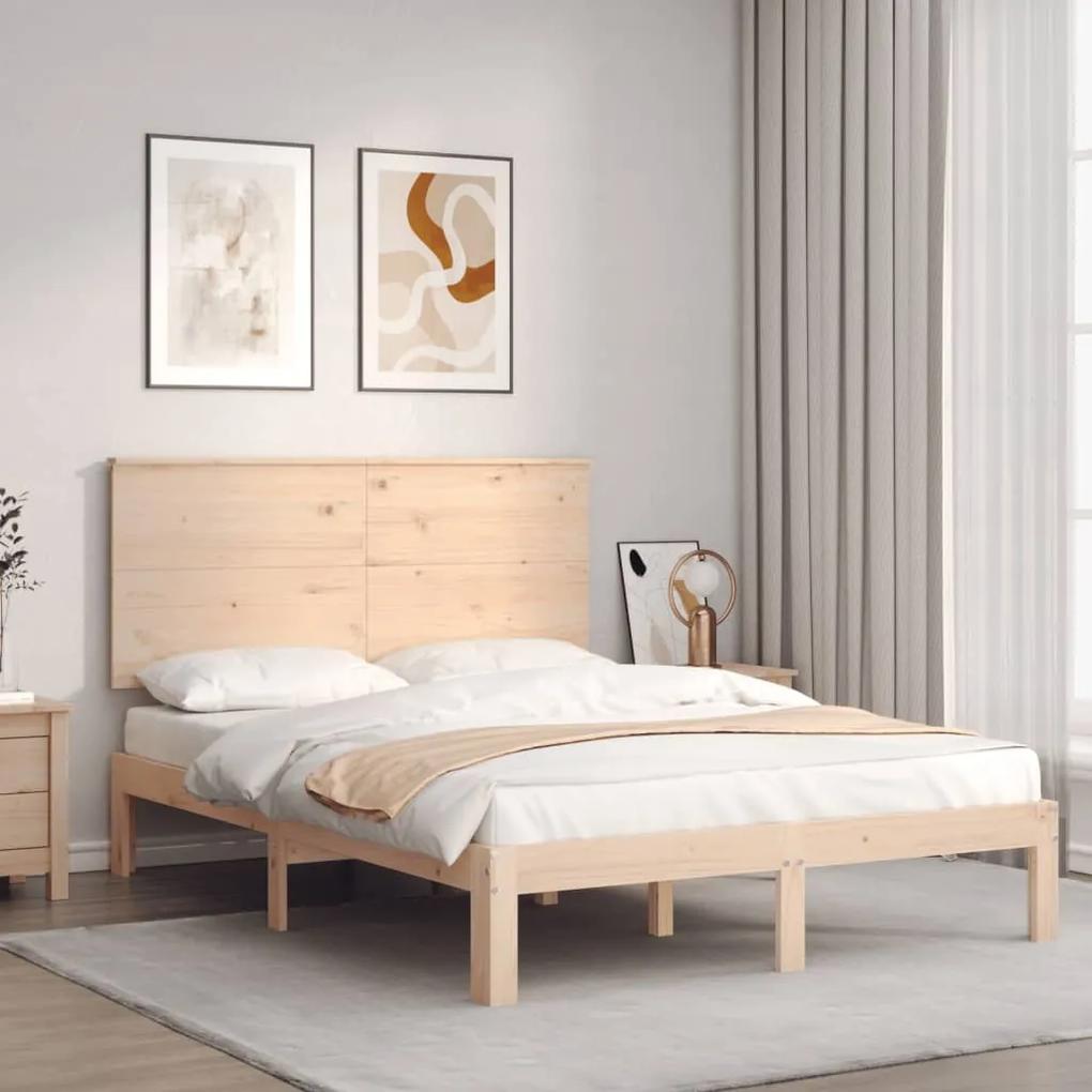 3193636 vidaXL Estrutura de cama de casal com cabeceira madeira maciça
