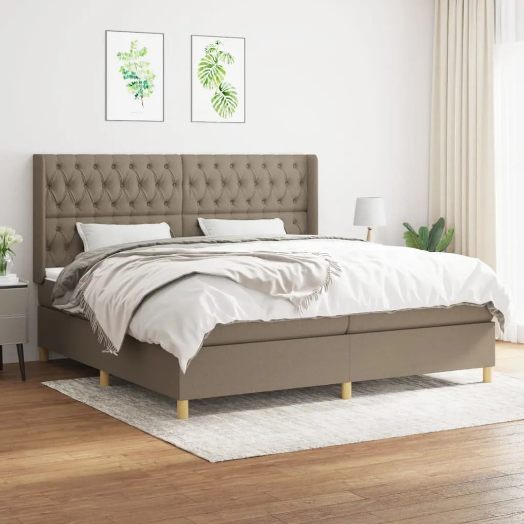 vidaXL Cama com molas/colchão 200x200 cm tecido castanho-acinzentado