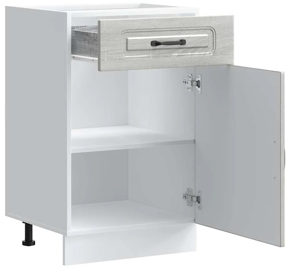 Armário baixo cozinha Kalmar madeira engenharia sonoma cinzento