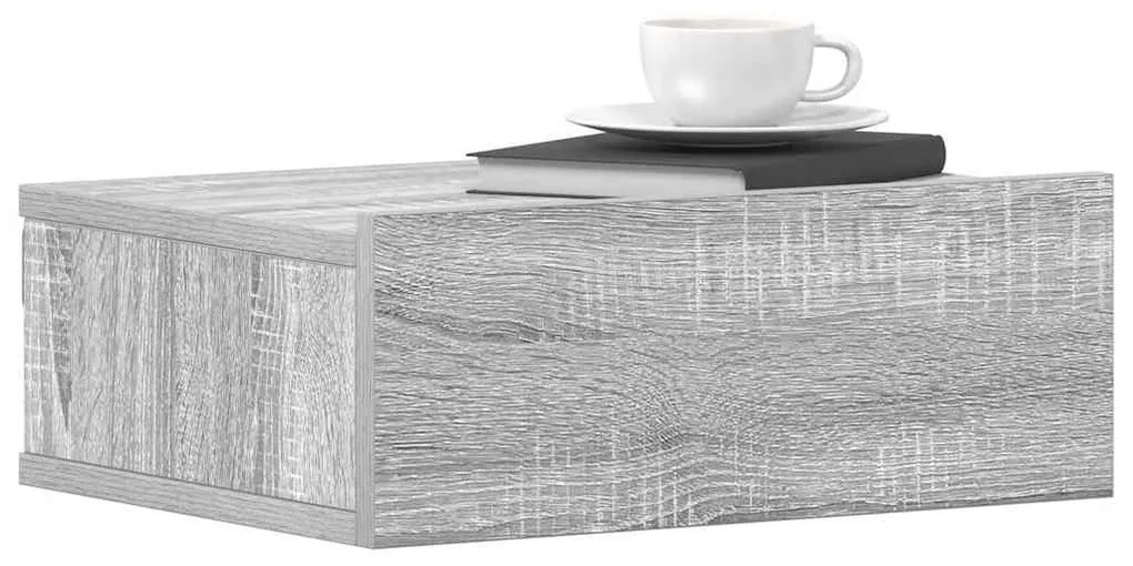 Mesa cabeceira suspensa 40x30x15 cm madeira proc. sonoma cinza