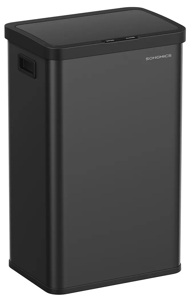 SONGMICS Lixeira com sensor de movimento, lixeira de cozinha 68 L, automática, tampa de fechamento suave, função de retenção, aço, 15 sacos de lixo incluídos, tinta preta LTB630B68