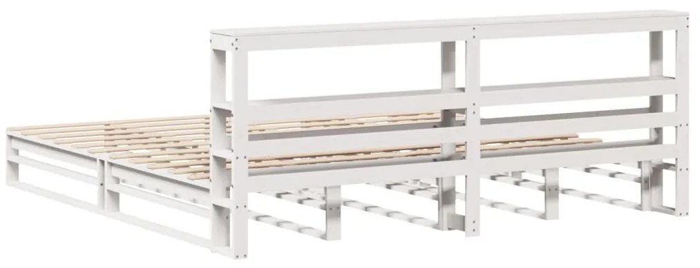 Cama sem colchão 200x200 cm madeira de pinho maciça branco
