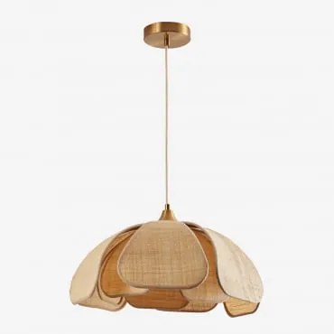 Lâmpada De Teto Suspensa Ø50 Cm Vidson Ráfia Natural - Dourado - Sklum