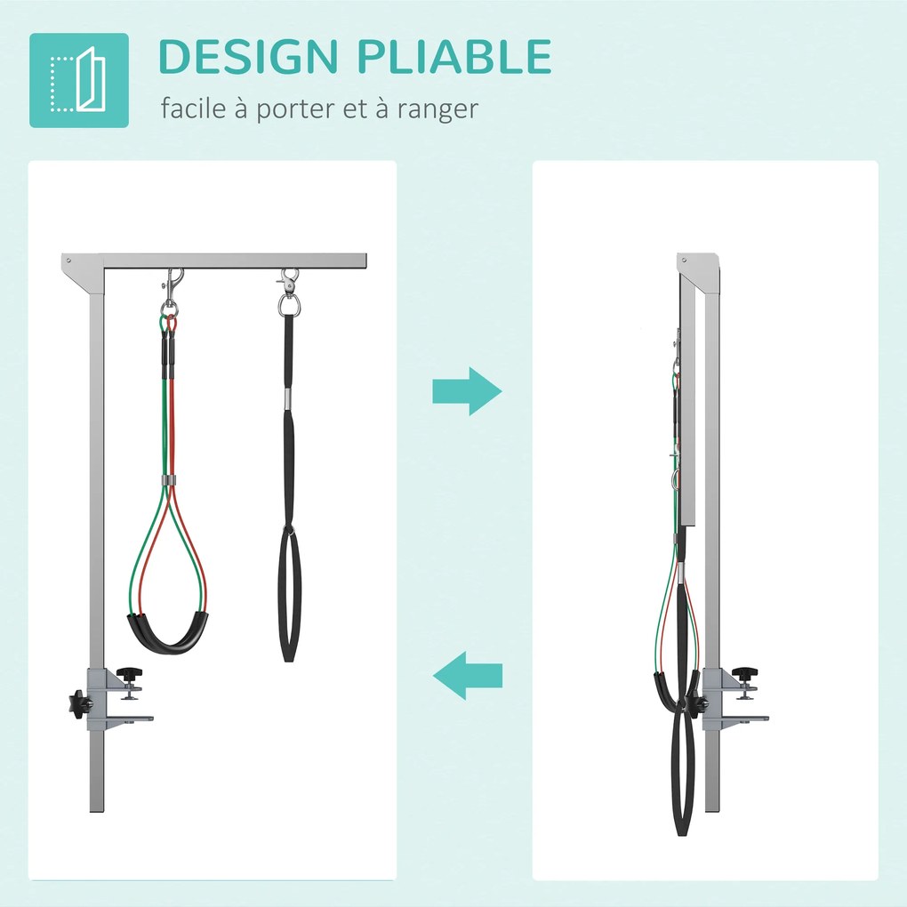Braço dobrável para cuidados com animais de estimação, em aço inoxidável (MESA NÃO INCLUIDA), com colar de fixação para cães de grande e pequena estat