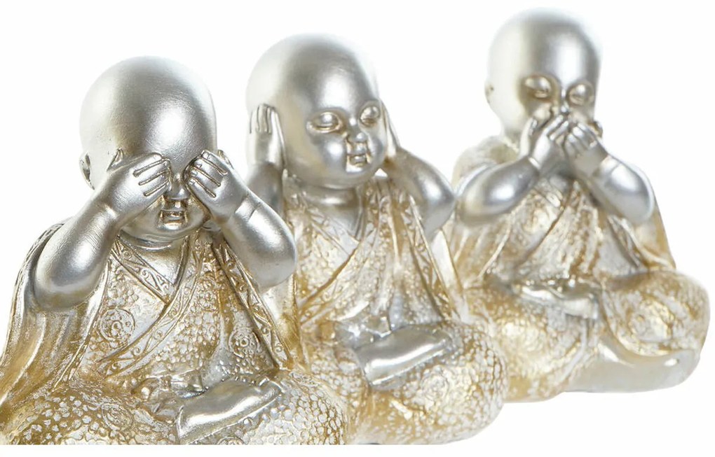 Figura Decorativa DKD Home Decor Prateado Dourado Resina Monge (10.5 x 6 x 12 cm) (6 pcs)