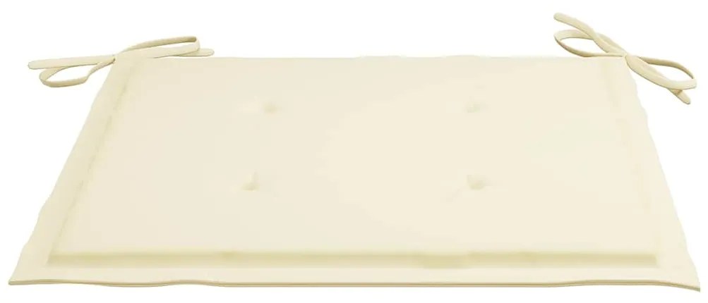 Cadeiras de jardim c/ almofadões creme 8 pcs teca maciça