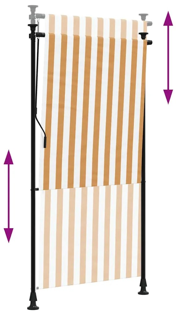 Estore de rolo exterior 120x270 cm tecido/aço laranja e branco