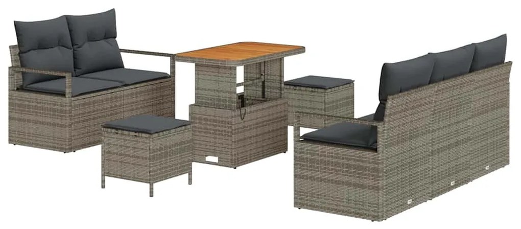 Conjunto de Sofá de Jardim vidaXL de 8 Peças com Almofadas Cinza Ratta