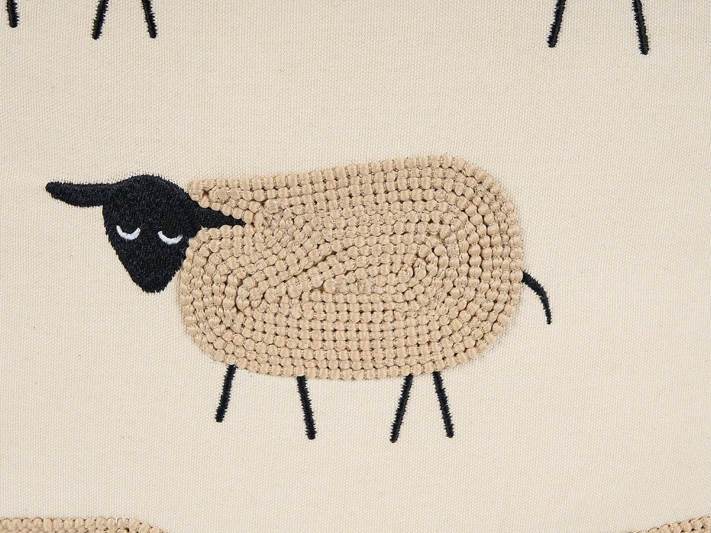 Conjunto de 2 almofadas decorativas com franjas e motivo de ovelha 45 x 45 cm BANNU Beliani