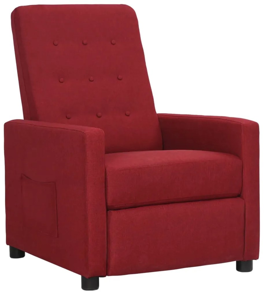 vidaXL Poltrona reclinável tecido vermelho tinto