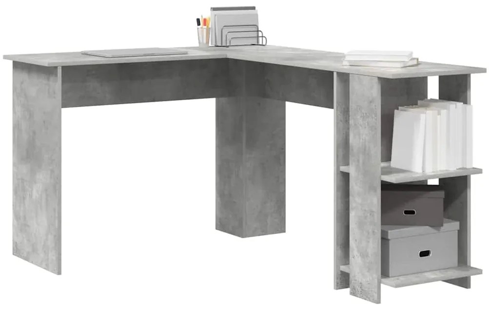 Mesa de Canto com Armazenamento em Concreto Cinza 140x113,5x75cm